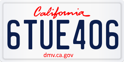 CA license plate 6TUE406