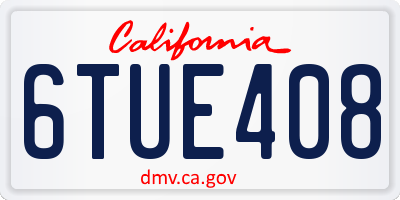 CA license plate 6TUE408