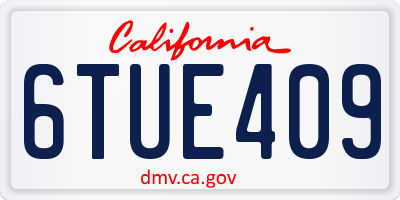 CA license plate 6TUE409