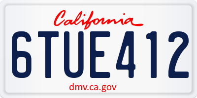 CA license plate 6TUE412