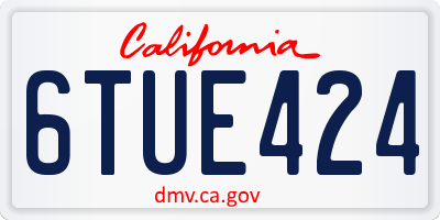 CA license plate 6TUE424