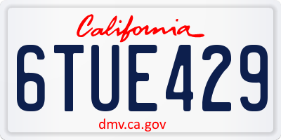 CA license plate 6TUE429