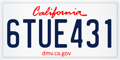 CA license plate 6TUE431