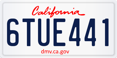 CA license plate 6TUE441