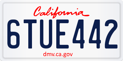 CA license plate 6TUE442