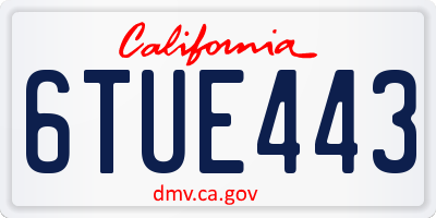 CA license plate 6TUE443