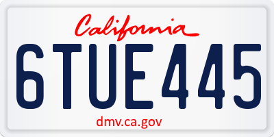CA license plate 6TUE445