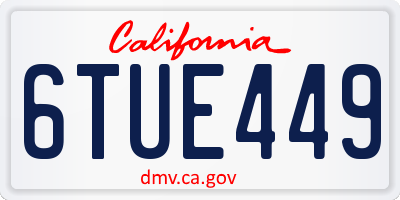 CA license plate 6TUE449