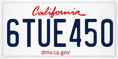 CA license plate 6TUE450
