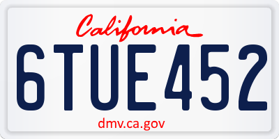 CA license plate 6TUE452