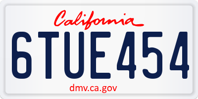 CA license plate 6TUE454