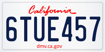 CA license plate 6TUE457
