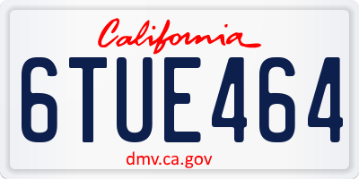 CA license plate 6TUE464