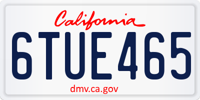 CA license plate 6TUE465