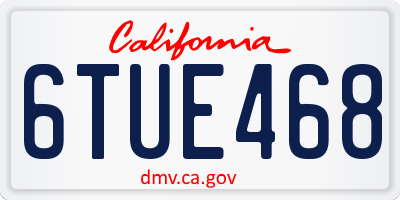 CA license plate 6TUE468