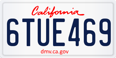 CA license plate 6TUE469