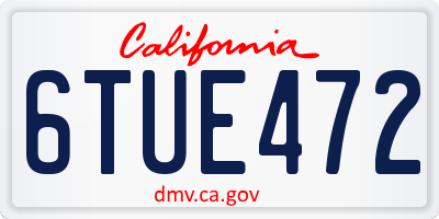 CA license plate 6TUE472