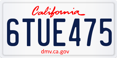 CA license plate 6TUE475