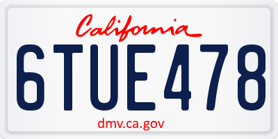 CA license plate 6TUE478