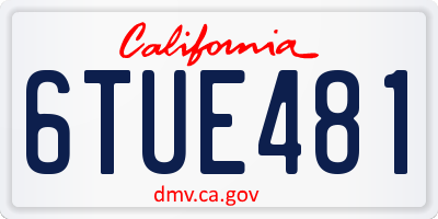 CA license plate 6TUE481
