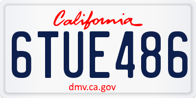 CA license plate 6TUE486