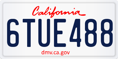 CA license plate 6TUE488