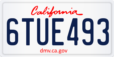 CA license plate 6TUE493