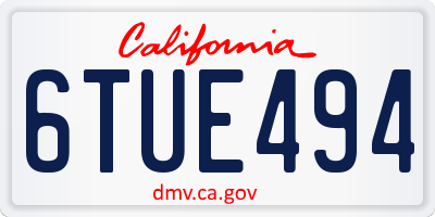 CA license plate 6TUE494
