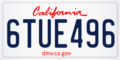 CA license plate 6TUE496