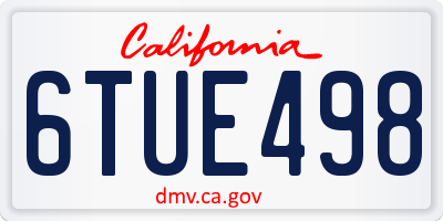 CA license plate 6TUE498