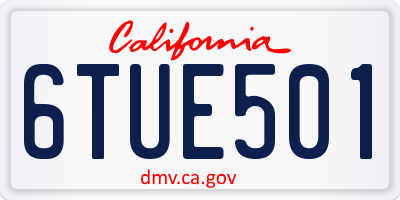 CA license plate 6TUE501