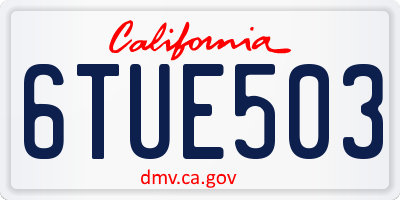 CA license plate 6TUE503