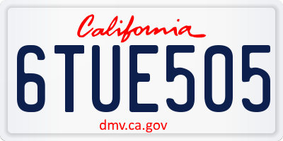CA license plate 6TUE505