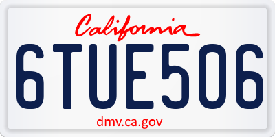 CA license plate 6TUE506