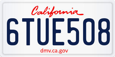 CA license plate 6TUE508