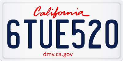 CA license plate 6TUE520