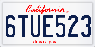 CA license plate 6TUE523