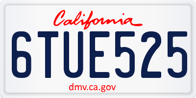 CA license plate 6TUE525