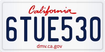 CA license plate 6TUE530
