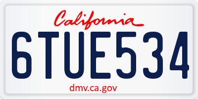 CA license plate 6TUE534