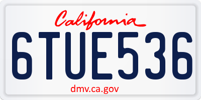 CA license plate 6TUE536