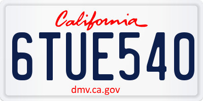 CA license plate 6TUE540