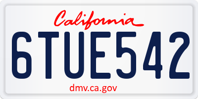 CA license plate 6TUE542