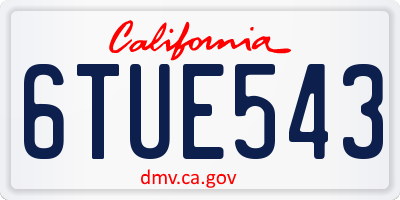 CA license plate 6TUE543