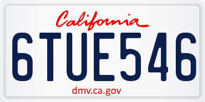 CA license plate 6TUE546