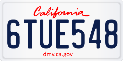 CA license plate 6TUE548
