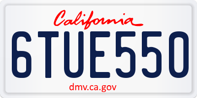 CA license plate 6TUE550