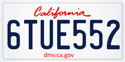 CA license plate 6TUE552