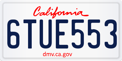 CA license plate 6TUE553