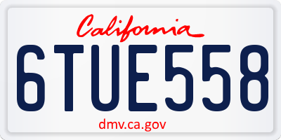 CA license plate 6TUE558